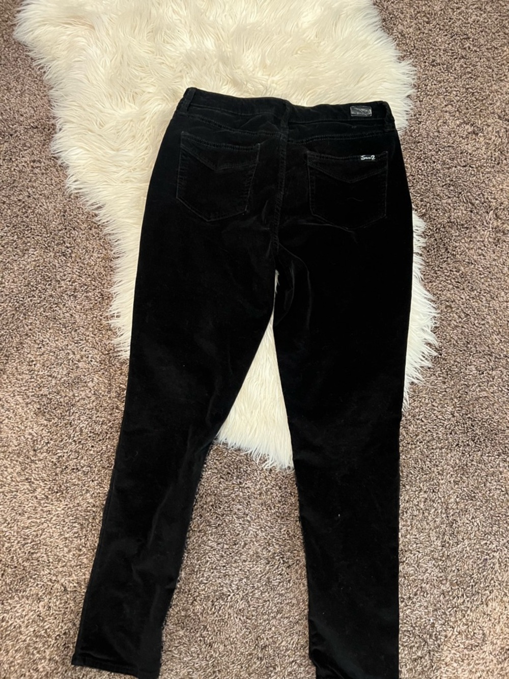 Seven7 Black velvet Skinny Pants with Silver Logo